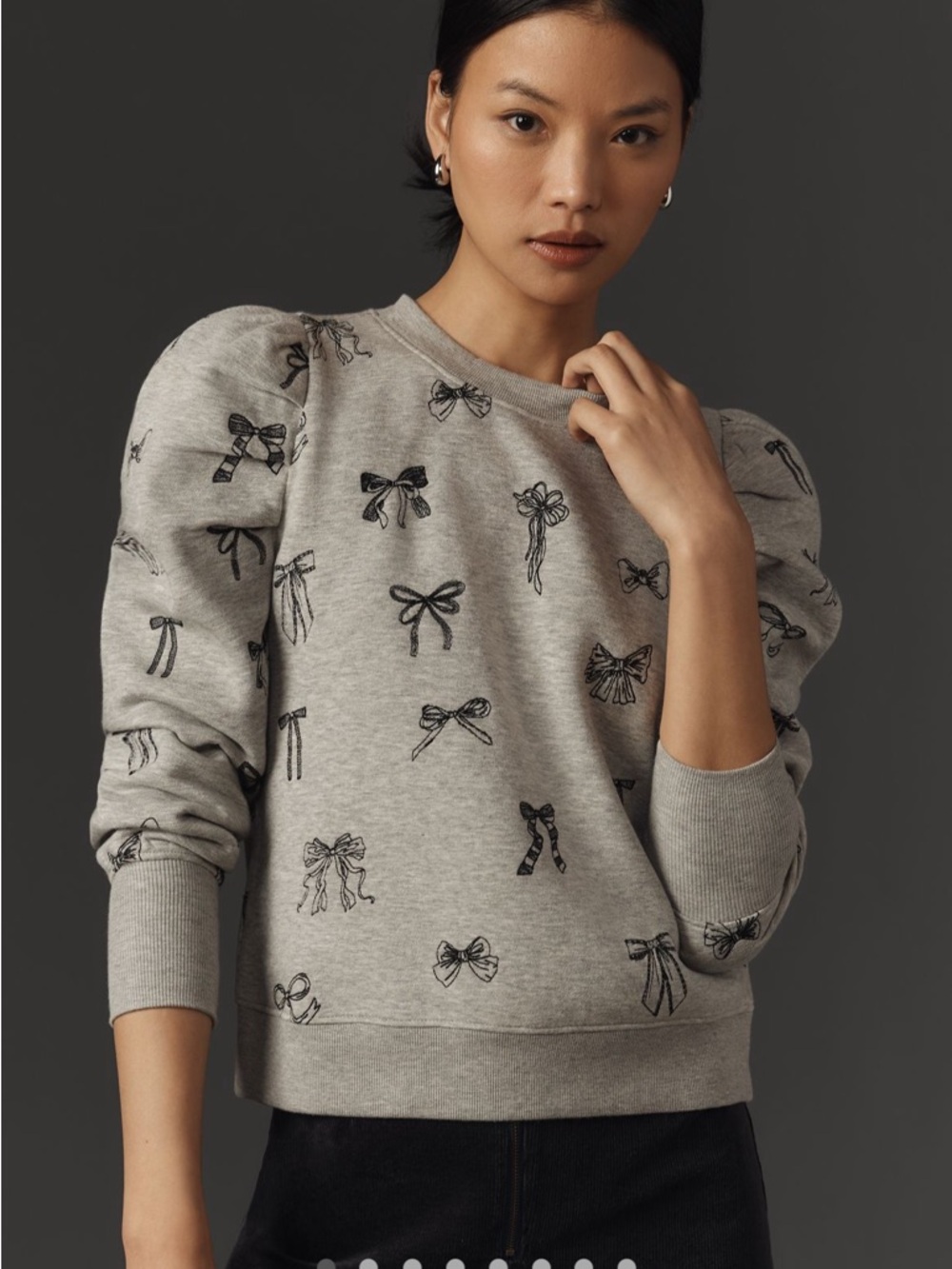 Maeve Puff-Sleeve Embroidered Sweatshirt - Medium